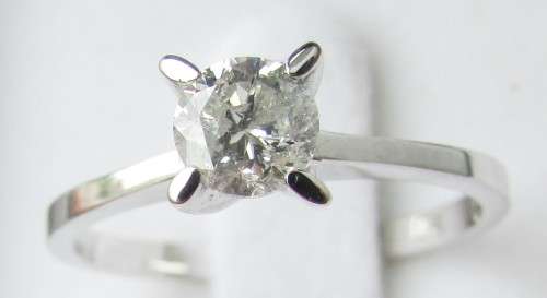 **BARGAIN DEAL [R28314]** ROUND CUT [0.640ct] SOLITAIRE DIAMOND RING [18KT WHITE GOLD] - BUY SAFE