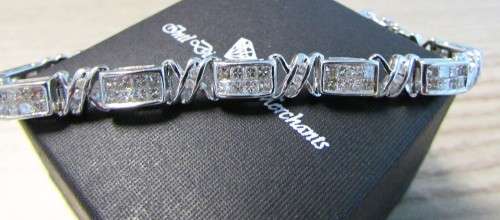**ONCE-OFF DEAL [R66127]** DIAMOND [3.50cts] BRACELET PRINCESS CUT [WHITE GOLD] - BUY SAFE