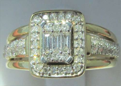 **EXCEPTIONAL [R48412]** EMERALD CUT DESIGN [0.675ct] DIAMOND RING [YELLOW GOLD] - **SEE VIDEO**