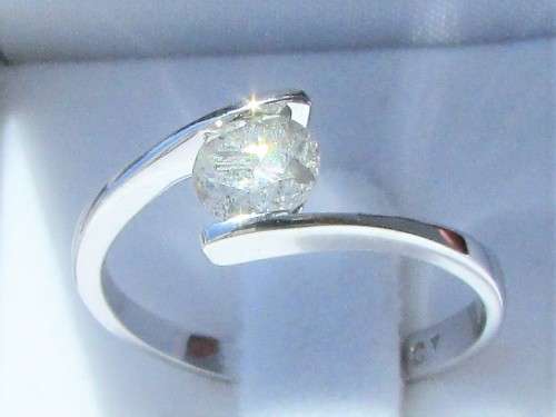**STUNNING SOLITAIRE [R31036]** ROUND CUT DIAMOND [0.700ct] TWIST RING [WHITE GOLD] - BUY SAFE
