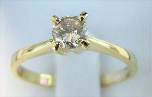 **4 CLAW DESIGN [R27231]** ROUND CUT [0.310ct] SOLITAIRE DIAMOND RING [YELLOW GOLD] - BUY SAFE