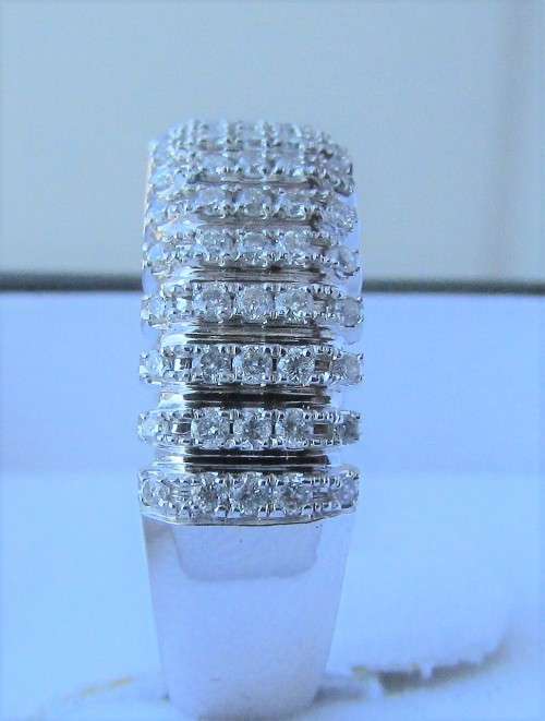 **DESIGNER INSPIRED [R43385]** HIGH QUALITY [1.00ct] DIAMOND BAND [4.416g] WHITE GOLD - BUY SAFE
