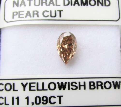 **BARGAIN DEAL** [1.090ct] PEAR CUT [YELLOWISH BROWN] DIAMOND STARTING AT R1 - BUY SAFE