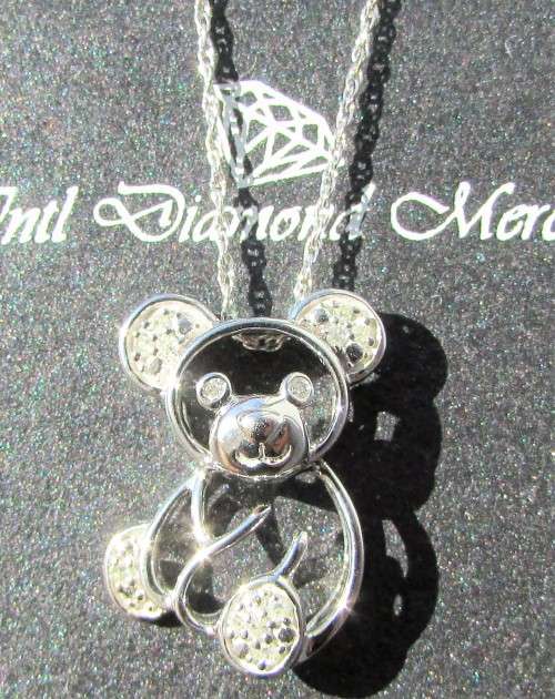 **INTRICATE DESIGN [R15285]** TEDDY [0.150ct] DIAMOND PENDANT + OPTIONAL CHAIN - BUY SAFE