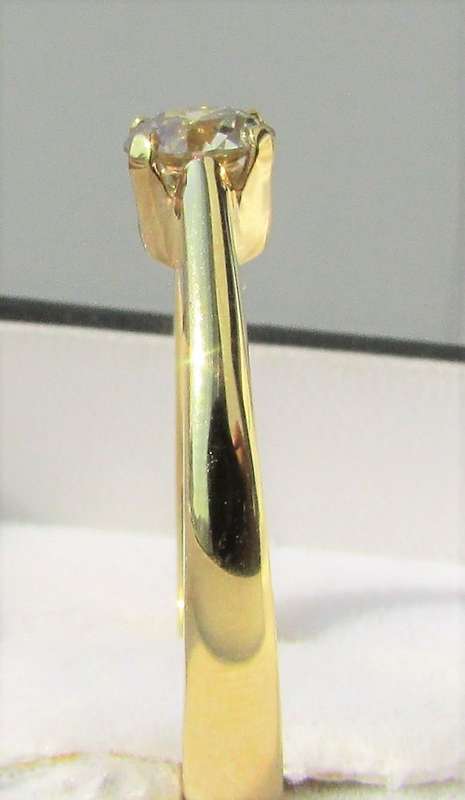 **U COLLET DESIGN [R23473]** ROUND CUT [0.415ct] SOLITAIRE DIAMOND RING [YELLOW GOLD] - BUY SAFE