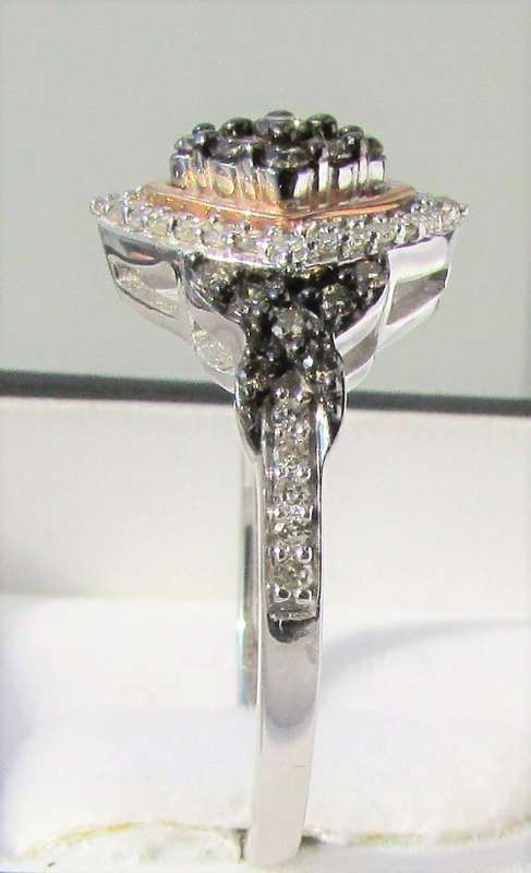 **WOW FACTOR [R35274]** WHITE/CHAMPAGNE ROUND CUT [0.675ct] DIAMOND RING [WHITE GOLD] - BUY SAFE