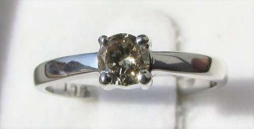 **4 CLAW DESIGN [R26473]** ROUND CUT [0.310ct] SOLITAIRE DIAMOND RING [WHITE GOLD] - BUY SAFE