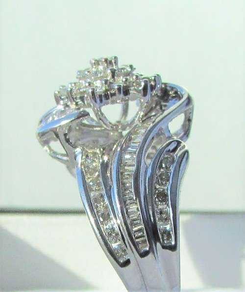 **YEAR END SALE [R52643]** CLUSTER SWIRL DESIGN [1.080ct] DIAMOND RING [WHITE GOLD] - BUY SAFE