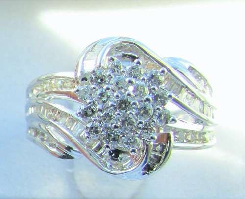 **YEAR END SALE [R52643]** CLUSTER SWIRL DESIGN [1.080ct] DIAMOND RING [WHITE GOLD] - BUY SAFE
