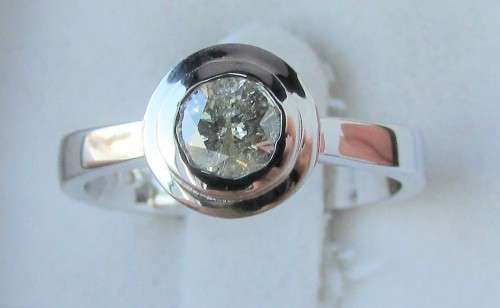 **TUBE DESIGN [R26473]** ROUND CUT [0.430ct] SOLITAIRE DIAMOND RING [WHITE GOLD] - BUY SAFE