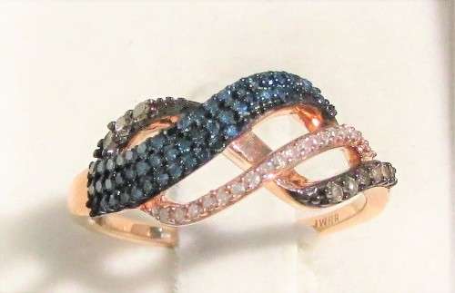 **GORGEOUS [R27381]** BLUE CENTRE [0.400ct] DIAMOND RING [2.760g] ROSE GOLD - BUY SAFE
