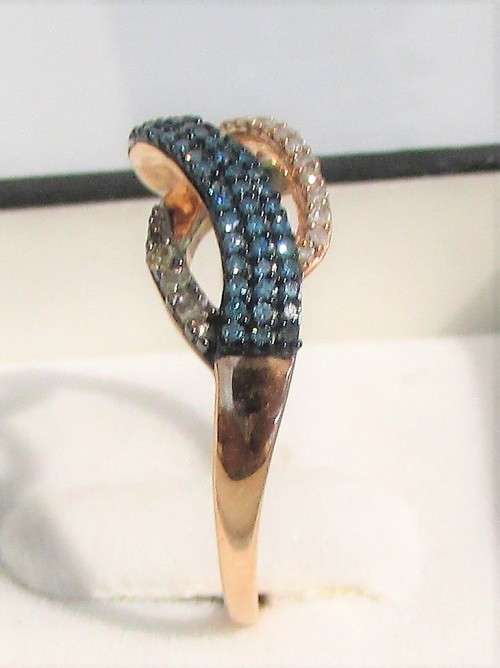 **GORGEOUS [R27381]** BLUE CENTRE [0.400ct] DIAMOND RING [2.760g] ROSE GOLD - BUY SAFE