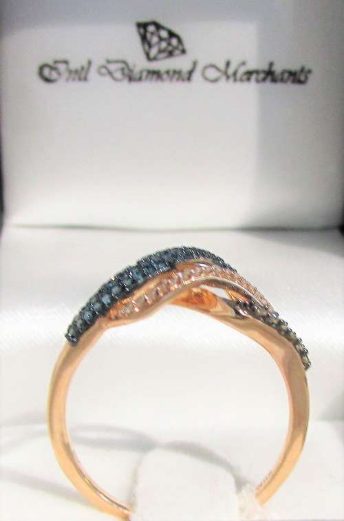 **GORGEOUS [R27381]** BLUE CENTRE [0.400ct] DIAMOND RING [2.760g] ROSE GOLD - BUY SAFE