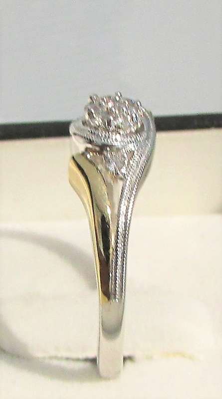 **SUPERB TWO TONE [R27639]** SWIRL DESIGN [0.300ct] DIAMOND RING [WHITE / YELLOW GOLD] - BUY SAFE