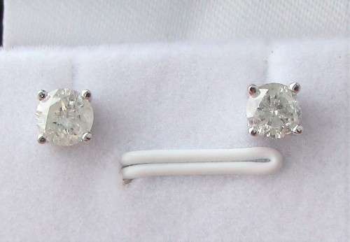 **DIAMOND STUDS [R40145]** SPARKLING [1.110ct] DIAMOND EARRINGS [18KT WHITE GOLD] - BUY SAFE