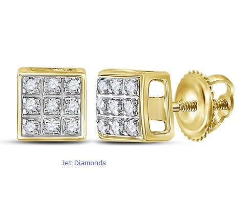 **NEW DESIGN [R16341]** MICRO PAVE SET [0.175ct] DIAMOND EARRINGS [YELLOW GOLD] -  BUY SAFE