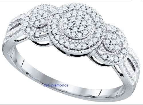 **TRILOGY [R26639]** DESIGNER [0.300ct] SPLIT SHANK CLUSTER DIAMOND RING [WHITE GOLD] - BUY SAFE