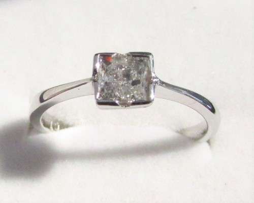 **TUBE SETTING [R20745]**SPARKLING PRINCESS CUT [0.500ct] DIAMOND RING [WHITE GOLD] - BUY SAFE