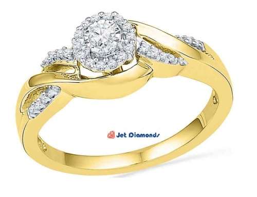 **TWIST DESIGN [R27451]** ROUND CUT [0.300ct] DIAMOND RING [YELLOW GOLD] - BUY SAFE