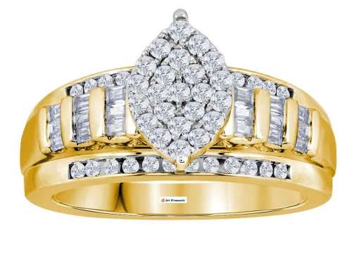 **JAW DROPPING [R55643]** MARQUISE DESIGN [1.00ct] DIAMOND RING [YELLOW GOLD] - BUY SAFE