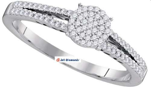 **DESIGNER [R26639]** CLUSTER [0.300ct] SPLIT SHANK DIAMOND RING [WHITE GOLD] - BUY SAFE