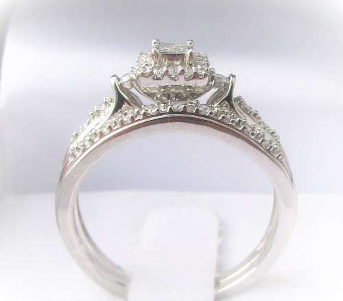 **SUPER DEAL [R29258]** PRINCESS DESIGN TWINSET [0.400ct] DIAMOND RING +BAND [WHITE GOLD] - BUY SAFE