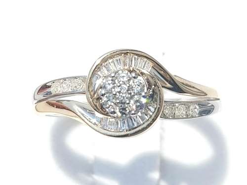 **SUPERB TWO TONE | R27639** SWIRL DESIGN | 0.350ct | DIAMOND RING | WHITE / YELLOW GOLD - BUY SAFE
