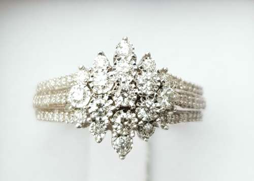 **BRILLIANT BUY [R45042]** 3 ROW DESIGN [1.00ct] DIAMOND RING [WHITE GOLD] - BUY SAFE