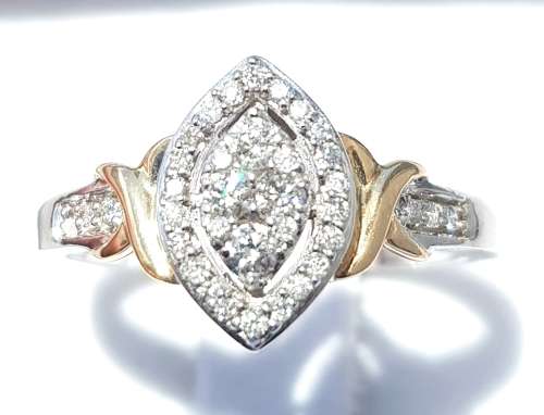 **MARQUISE DESIGN [R29451]** ROUND CUT [0.350ct] DIAMOND RING [TWO TONE GOLD] - BUY SAFE