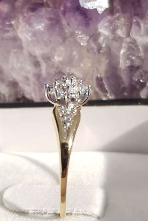 **STAR DESIGN COLLECTION | R21639 ** CLUSTER | 0.200ct | DIAMOND RING | YELLOW GOLD - BUY SAFE