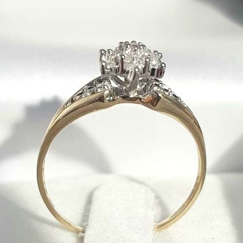 **STAR DESIGN COLLECTION | R21639 ** CLUSTER | 0.200ct | DIAMOND RING | YELLOW GOLD - BUY SAFE