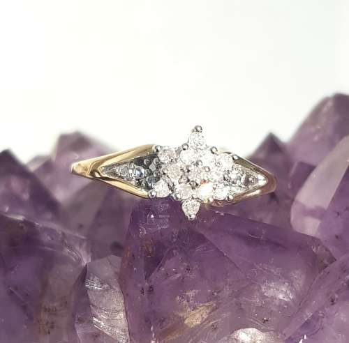 **STAR DESIGN COLLECTION | R21639 ** CLUSTER | 0.200ct | DIAMOND RING | YELLOW GOLD - BUY SAFE