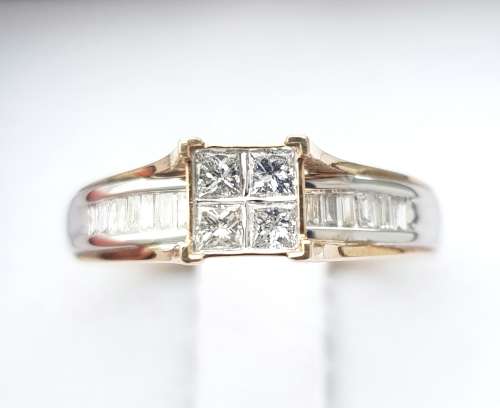 **DESIGNER PIECE | R40451** PRINCESS/BAGUETTE CUT | 0.800ct | DIAMOND RING | TWO TONE GOLD- BUY SAFE