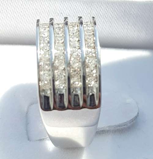 **GORGEOUS | R37419** FOUR ROW DESIGN | 0.750ct | ROUND CUT DIAMOND BAND | WHITE GOLD - BUY SAFE