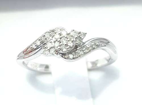 **PROMISE RING | R22639** ROUND CUT SWIRL DESIGN | 0.250ct | DIAMOND RING | WHITE GOLD - BUY SAFE