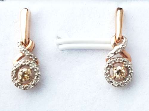 **EXQUISITE | R26893]** DESIGNER DROP | 0.275ct | DIAMOND EARRINGS | ROSE GOLD - BUY SAFE