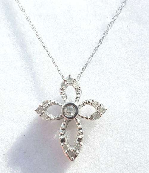**GORGEOUS | R18736** BUBBLE CROSS | 0.150ct DIAMOND PENDANT | WHITE GOLD + OPTIONAL CHAIN -BUY SAFE