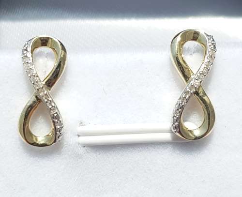 **EXQUISITE | R26893]** DESIGNER INFINITY | 0.175ct | DIAMOND EARRINGS | YELLOW GOLD - BUY SAFE