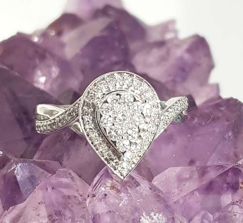 **CRAZY DEAL | R36639** PEAR DESIGN | 0.550ct | CLUSTER DIAMOND RING | WHITE GOLD - BUY SAFE