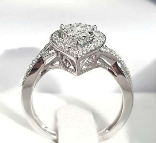 **CRAZY DEAL | R36639** PEAR DESIGN | 0.550ct | CLUSTER DIAMOND RING | WHITE GOLD - BUY SAFE