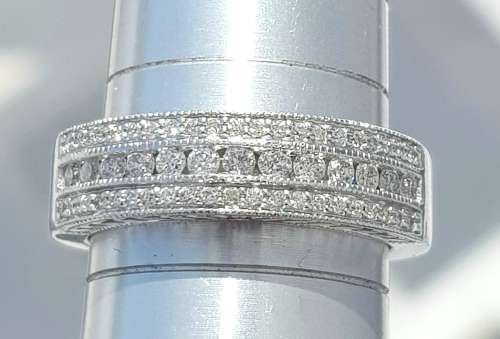**GORGEOUS | R48419** 3 ROW CHANNEL DESIGN | 1.00ct | ROUND CUT DIAMOND BAND | WHITE GOLD - BUY SAFE