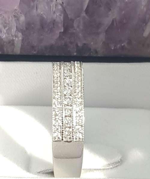 **GORGEOUS | R48419** 3 ROW CHANNEL DESIGN | 1.00ct | ROUND CUT DIAMOND BAND | WHITE GOLD - BUY SAFE