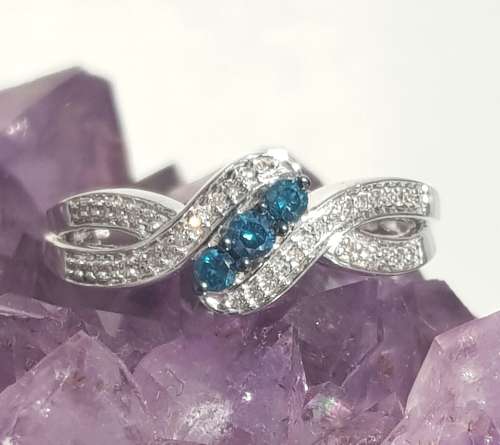 **LIMITED EDITION | R29262** BLUE CENTRE | 0.400ct | DIAMOND RING | WHITE GOLD - BUY SAFE