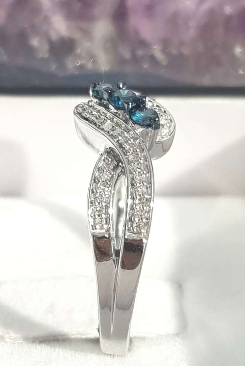 **LIMITED EDITION | R29262** BLUE CENTRE | 0.400ct | DIAMOND RING | WHITE GOLD - BUY SAFE