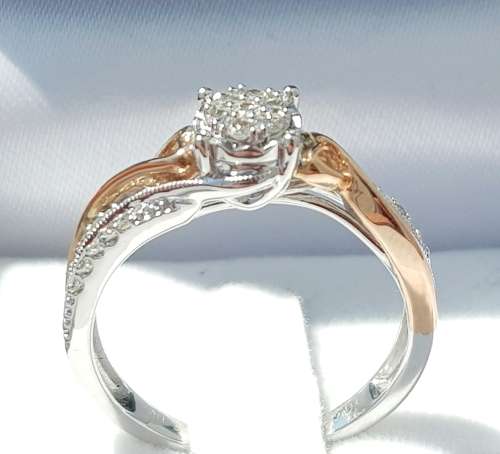**SUPERB TWO TONE | R27639** SWIRL DESIGN | 0.350ct | DIAMOND RING | WHITE / ROSE GOLD - BUY SAFE