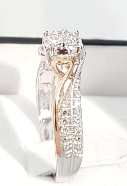 **SUPERB TWO TONE | R27639** SWIRL DESIGN | 0.350ct | DIAMOND RING | WHITE / ROSE GOLD - BUY SAFE