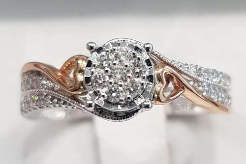 **SUPERB TWO TONE | R27639** SWIRL DESIGN | 0.350ct | DIAMOND RING | WHITE / ROSE GOLD - BUY SAFE