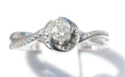 **SWIRL DESIGN | R18639** DESIGNER | 0.200ct | CLUSTER ROUND CUT DIAMOND RING |WHITE GOLD - BUY SAFE