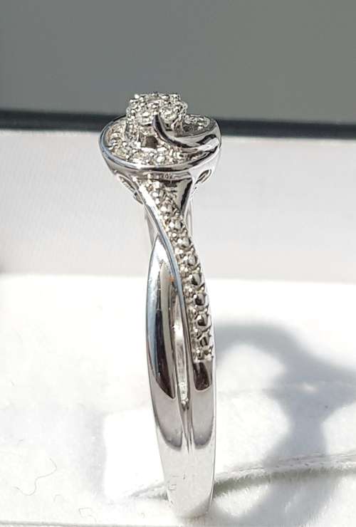 **SWIRL DESIGN | R18639** DESIGNER | 0.200ct | CLUSTER ROUND CUT DIAMOND RING |WHITE GOLD - BUY SAFE