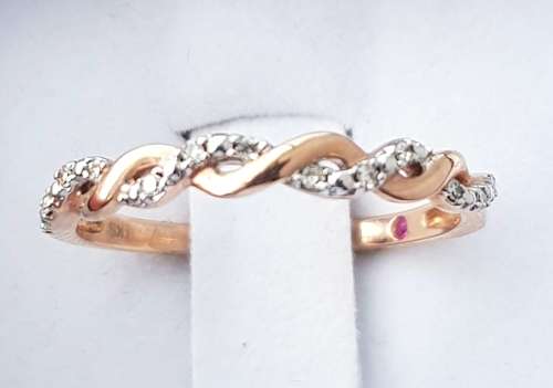 **LAST ONE | R17419** HIGH QUALITY | 0.150ct | DIAMOND PAVE TWIST BAND | ROSE GOLD - BUY SAFE